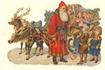 Kort - Glansbillede Julemand og børn